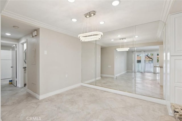 879 Via Mendoza Unit B, Laguna Woods, CA 92637 - empty room with crown molding, recessed lighting, baseboards, and a smoke detector