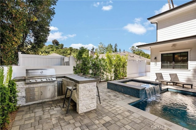 3914 Woodfield Dr, Sherman Oaks, CA 91403 - fenced backyard with a patio and a pool with connected hot tub