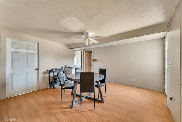 26447 20 Mule Team Rd, Boron, CA 93516 - dining area with ceiling fan, light wood-style floors, and a textured ceiling