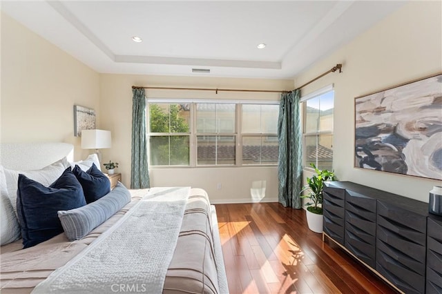 33 Lacebark, Irvine, CA 92618 - bedroom with hardwood / wood-style flooring, a raised ceiling, multiple windows, and recessed lighting