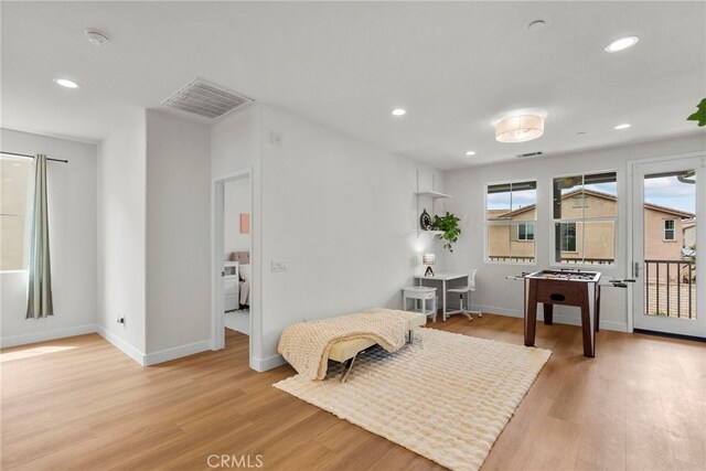28321 Esplanada Dr, Valencia, CA 91354 - sitting room featuring light wood-style floors, baseboards, and recessed lighting