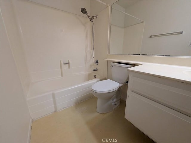 1266 Tarryglen Ln, San Dimas, CA 91773 - bathroom featuring shower / washtub combination, toilet, vanity, and concrete flooring