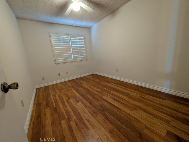 1266 Tarryglen Ln, San Dimas, CA 91773 - empty room with a textured ceiling, wood finished floors, ceiling fan, and baseboards
