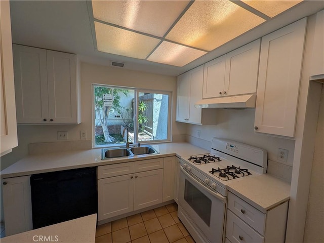 1266 Tarryglen Ln, San Dimas, CA 91773 - kitchen with gas range gas stove, dishwasher, under cabinet range hood, a sink, and white cabinets