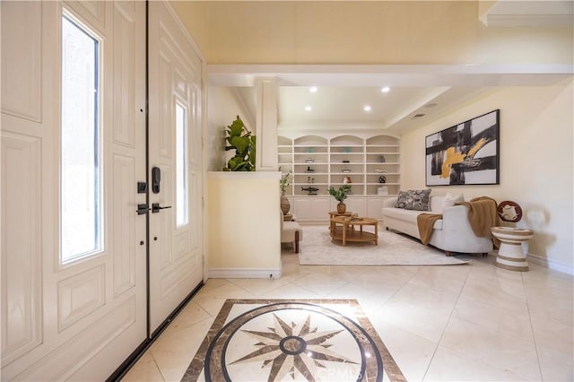 12920 Evermay Ct, Rancho Cucamonga, CA 91739 - entrance foyer featuring baseboards, crown molding, and recessed lighting