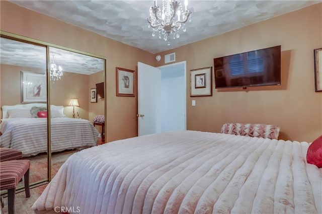 1717 Cumbre Dr, San Pedro, CA 90732 - carpeted bedroom featuring a chandelier and a closet