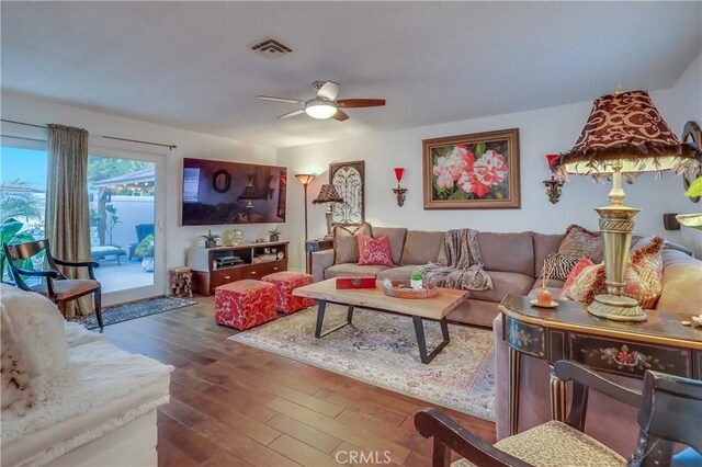 1717 Cumbre Dr, San Pedro, CA 90732 - living room with ceiling fan and hardwood / wood-style flooring