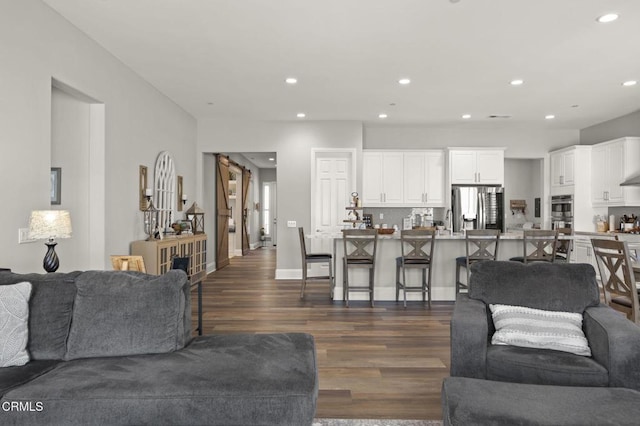 508 Autumn Path Ln, Santa Paula, CA 93060 - living room with recessed lighting, dark wood-type flooring, and baseboards