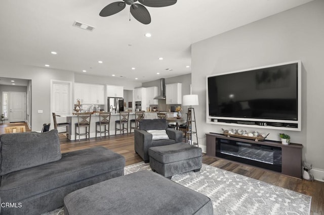 508 Autumn Path Ln, Santa Paula, CA 93060 - living room with a ceiling fan, wood finished floors, and recessed lighting
