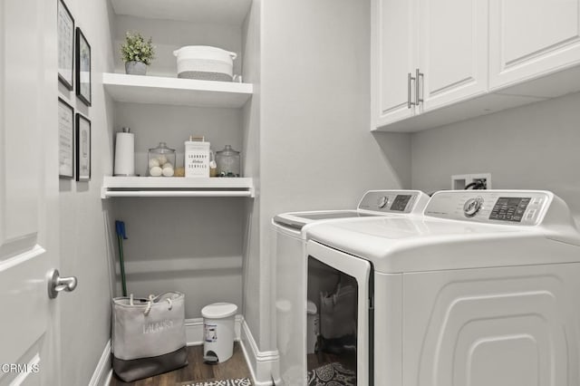 508 Autumn Path Ln, Santa Paula, CA 93060 - laundry room with washing machine and clothes dryer, cabinet space, and dark wood-style floors