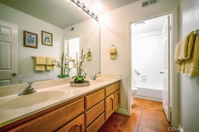 960 Via Serana, Upland, CA 91784 - full bath featuring toilet, double vanity, tile patterned floors, and  shower combination