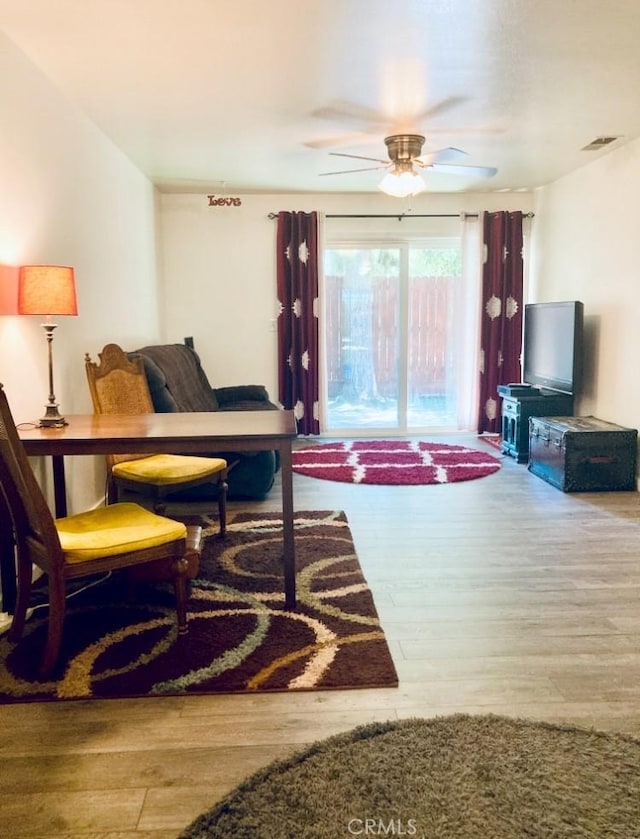 1367 Nord Ave, Chico, CA 95926 - living room featuring wood finished floors and ceiling fan