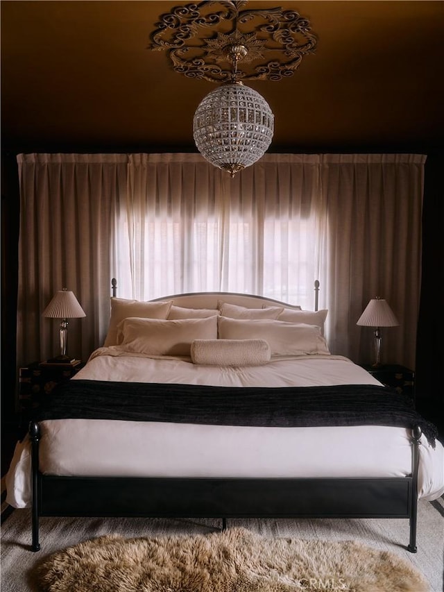 7148 Marshfield Way, Los Angeles, CA 90046 - bedroom featuring a chandelier
