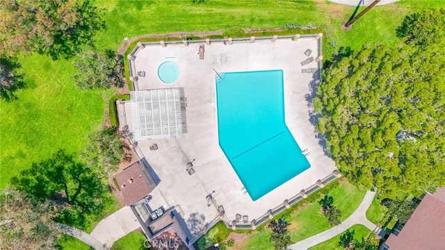 5427 E Pine Ridge Way Unit D, Anaheim, CA 92807 - bird's eye view of a pool