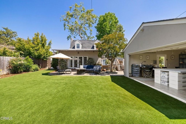 2156 Las Lunas St, Pasadena, CA 91107 - back of house with an outdoor living space, a patio, french doors, and stucco siding