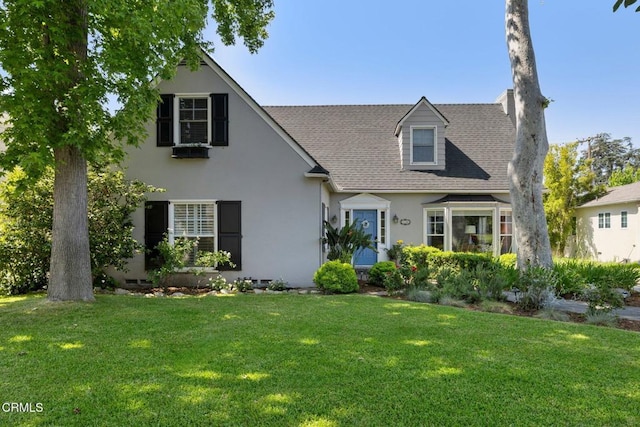 2156 Las Lunas St, Pasadena, CA 91107 - view of front of house with stucco siding, a front lawn, and roof with shingles