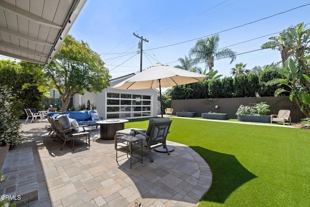 2156 Las Lunas St, Pasadena, CA 91107 - view of patio / terrace with an outdoor living space with a fire pit and an outbuilding