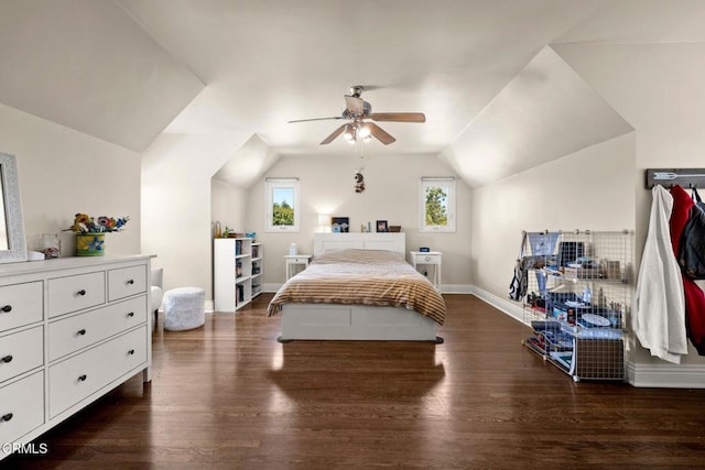 2156 Las Lunas St, Pasadena, CA 91107 - bedroom featuring wood finished floors, lofted ceiling, and a ceiling fan