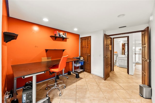 5715 Baltimore Dr Unit 35, La Mesa, CA 91942 - office area featuring light tile patterned floors, recessed lighting, and baseboards