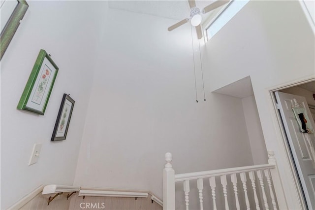5493 Twin Lakes Dr, Cypress, CA 90630 - stairway with a ceiling fan