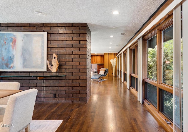 140 Belday Rd, Pasadena, CA 91105 - corridor featuring a textured ceiling, wood finished floors, and recessed lighting