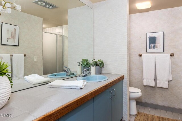 140 Belday Rd, Pasadena, CA 91105 - full bath featuring vanity, tile patterned flooring, and an enclosed shower