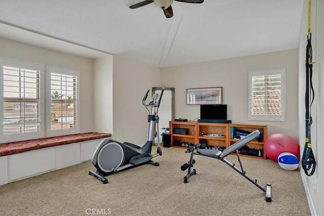 2279 Calle Liseta, San Dimas, CA 91773 - workout room featuring carpet floors and ceiling fan