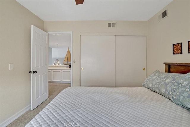 2279 Calle Liseta, San Dimas, CA 91773 - bedroom with carpet floors, a closet, and ceiling fan