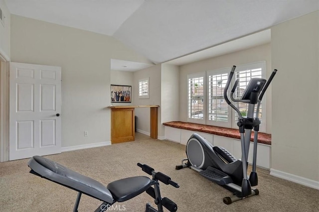 2279 Calle Liseta, San Dimas, CA 91773 - exercise room featuring lofted ceiling and carpet flooring
