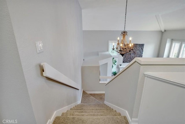 2279 Calle Liseta, San Dimas, CA 91773 - stairway with a chandelier and carpet