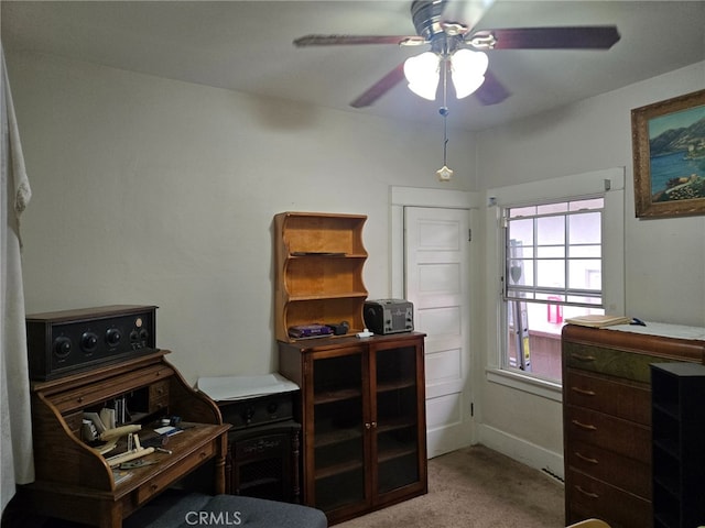 1121 Gladys Ave, Long Beach, CA 90804 - carpeted office space featuring a ceiling fan