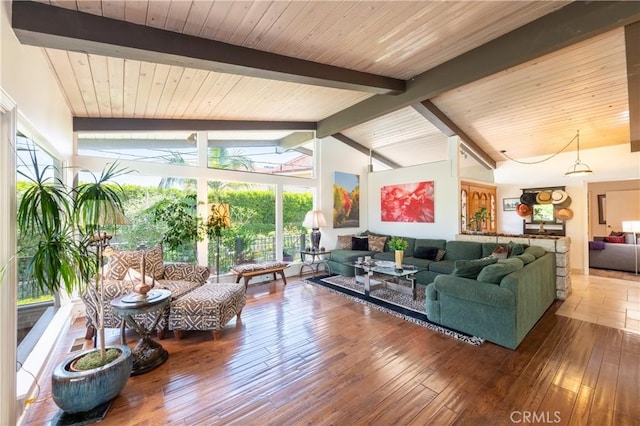 4314 Coronet Dr, Encino, CA 91316 - living room featuring hardwood / wood-style flooring and wooden ceiling