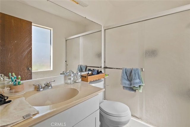 4271 Baggett Dr, Riverside, CA 92505 - full bathroom featuring vanity, a stall shower, and toilet