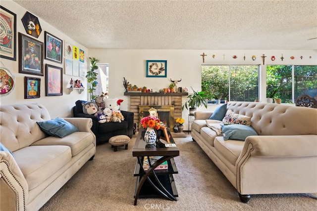 4271 Baggett Dr, Riverside, CA 92505 - living area featuring healthy amount of natural light, a textured ceiling, and carpet