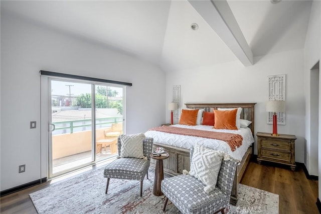 446 W Stocker St Unit 11, Glendale, CA 91202 - bedroom with access to exterior, wood finished floors, and lofted ceiling