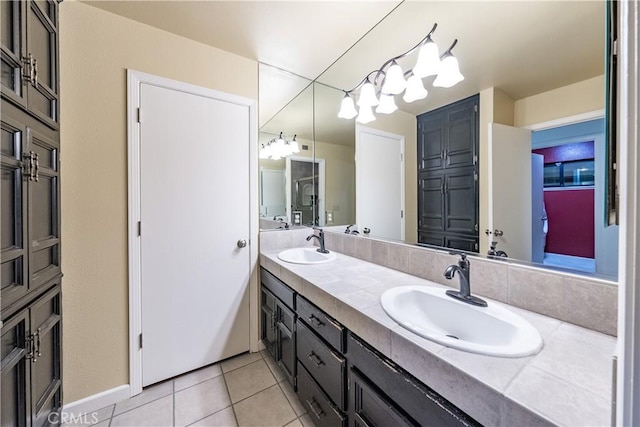 3715 W Birch Ave, Fresno, CA 93711 - full bath featuring double vanity, tile patterned flooring, and baseboards