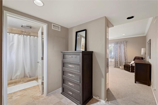 3517 Scadlock Ln, Sherman Oaks, CA 91403 - corridor featuring baseboards, ornamental molding, and recessed lighting