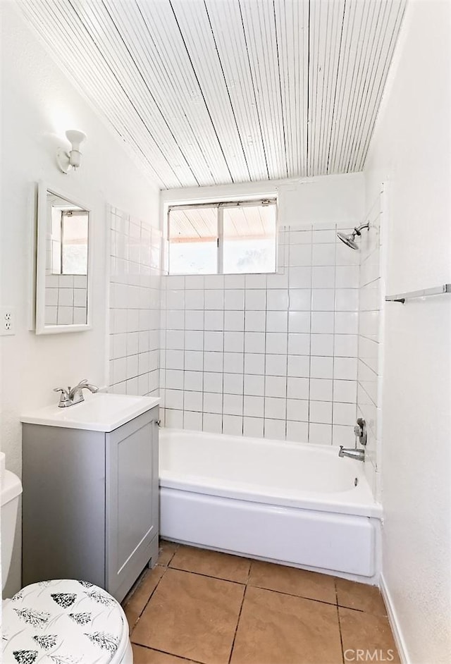15521 Heartsease Ln, Victorville, CA 92395 - full bath featuring toilet, tile patterned flooring, vanity, and  shower combination