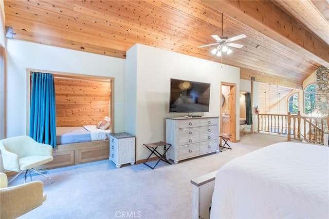 1900 Maple Dr, Weed, CA 96094 - carpeted bedroom featuring lofted ceiling and wood ceiling