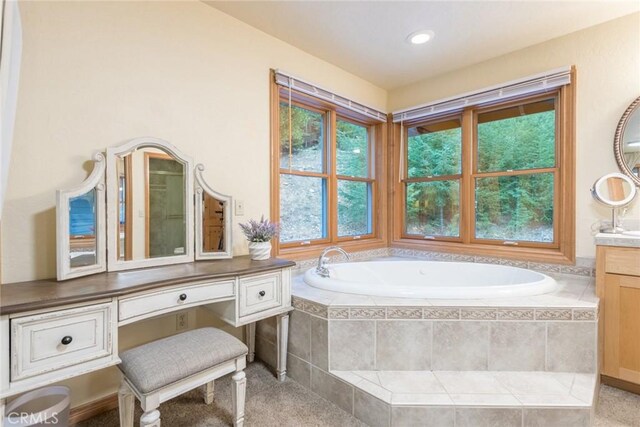 1900 Maple Dr, Weed, CA 96094 - full bathroom featuring vanity, a garden tub, and recessed lighting