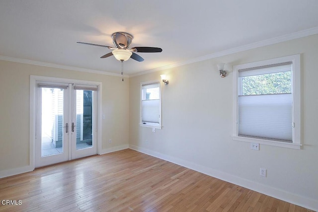 3115 Evelyn St, La Crescenta, CA 91214 - unfurnished room with light wood-style flooring, crown molding, a ceiling fan, and baseboards