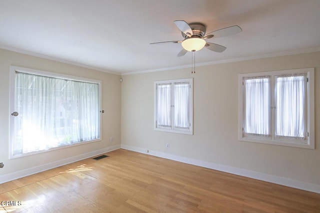 3115 Evelyn St, La Crescenta, CA 91214 - unfurnished room with wood finished floors, ceiling fan, ornamental molding, and baseboards