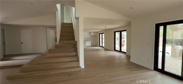 33710 Santiago Rd, Acton, CA 93510 - staircase with wood finished floors and high vaulted ceiling