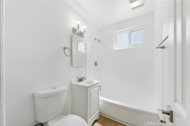 1242 Cedar Ave, Long Beach, CA 90813 - full bathroom with vanity, toilet, shower / bathtub combination, and wood finished floors
