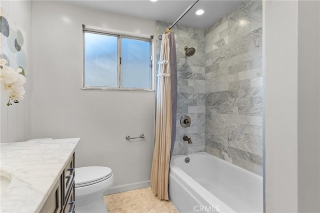 5144 Meadow Wood Ave, Lakewood, CA 90712 - full bath featuring shower / bath combination with curtain, vanity, recessed lighting, and tile patterned floors