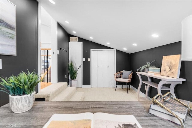 5144 Meadow Wood Ave, Lakewood, CA 90712 - living room featuring recessed lighting and vaulted ceiling