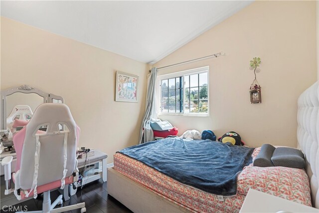 2350 Robert Rd, Rowland Heights, CA 91748 - bedroom featuring vaulted ceiling, baseboards, and dark wood-type flooring