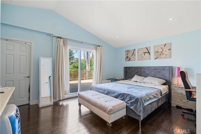 2350 Robert Rd, Rowland Heights, CA 91748 - bedroom with vaulted ceiling, dark wood-style flooring, and access to outside