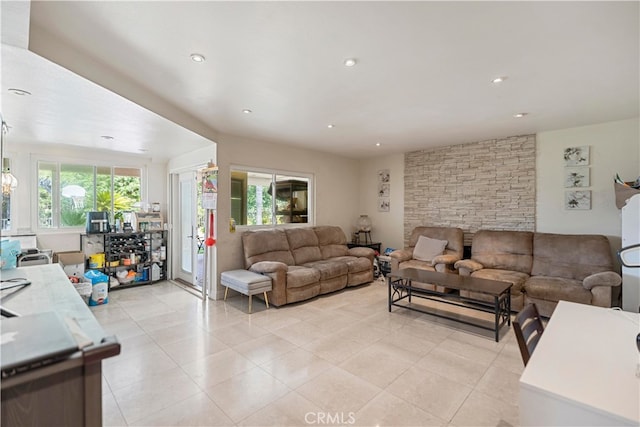 2350 Robert Rd, Rowland Heights, CA 91748 - living area with light tile patterned floors and recessed lighting
