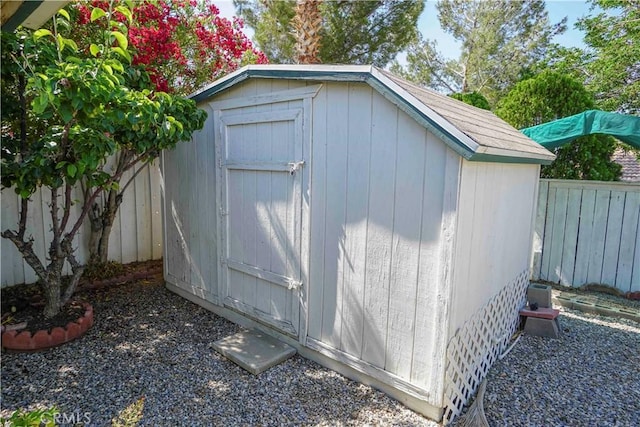 14194 De Sota Dr, Victorville, CA 92392 - view of shed featuring a fenced backyard